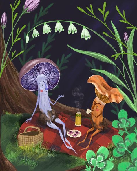 Lemon Room, Storybook Land, Woodland Art, Illustration Wall Art, Whimsical Decor, Mushroom Art, Fairytale Art, Whimsical Illustration, Arte Fantasy