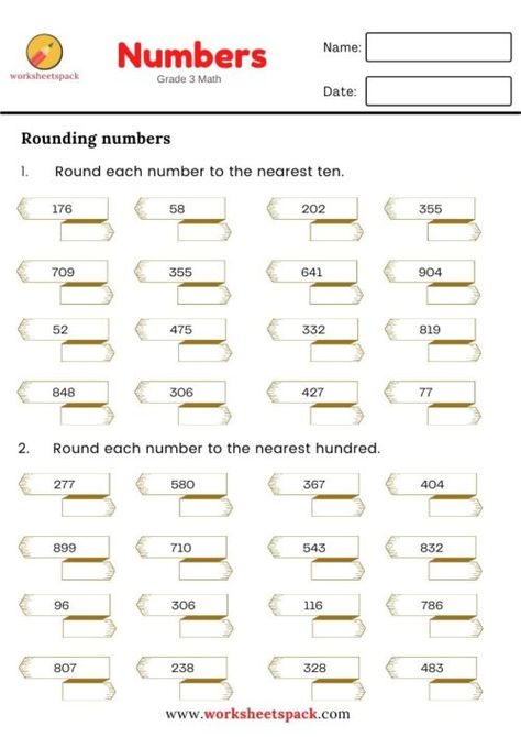 Rounding Off Numbers Worksheets For Grade 3, Rounding Numbers Worksheet, Math Worksheets Grade 3, Rounding Off Numbers, Grade 3 Worksheets, Number Patterns Worksheets, Rounding Worksheets, Grade 3 Math, Rounding Numbers