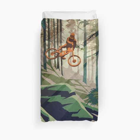 Mountain Bike Bedroom, Forest Kids Bedroom, Bike Bedroom, Teenage Boy Room, Too Nice, Bike Poster, Soft Bedding, Duvet Cover Design, Duvet Covers Twin