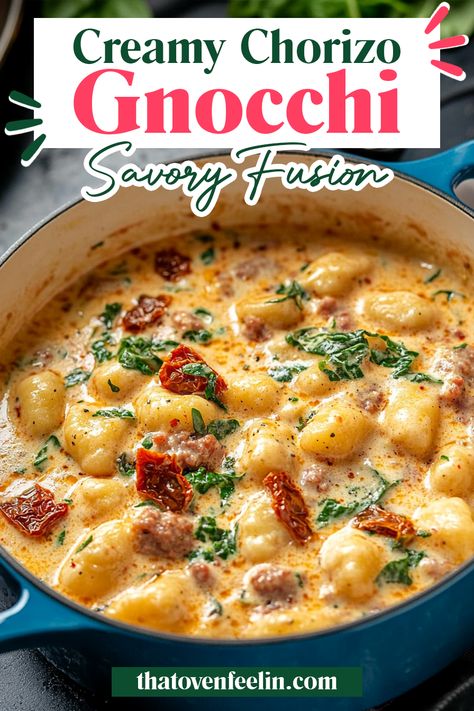 Spicy Chorizo Soup, Lamb Chorizo Recipes, Gnocchi Chorizo Recipes, Creamy Chorizo Gnocchi, Wednesday Dinner Ideas Easy, Chorizo Links Recipes, Chorizo Gnocchi Recipe, Meals With Chorizo, Easy Fall Dishes