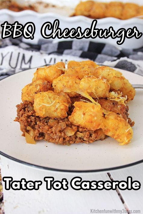 Hamburger Tater Tot Casserole, Cheesy Dinner, Easy Tater Tot Casserole, Easy Tater Tots, Cheeseburger Tater Tot Casserole, Bacon Cheeseburger Casserole, Taco Pie, Kids Dinner, Cheeseburger Casserole