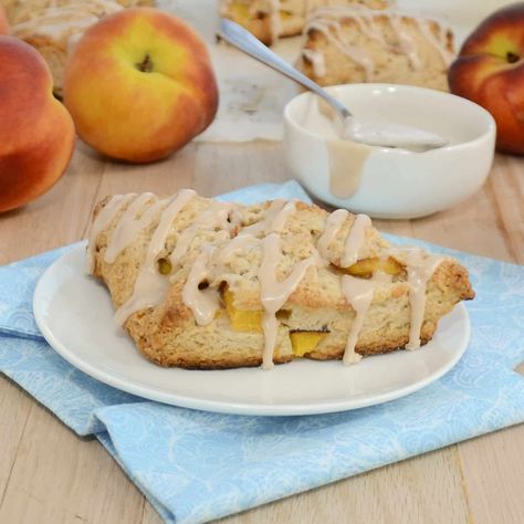 Peaches and Cream Scones Peaches And Cream Scones, Snickerdoodle Scones, Peach Scones, Cream Scones, Scones Recipe, Peaches And Cream, Peach Recipe, Peaches N Cream, Sweet Peach