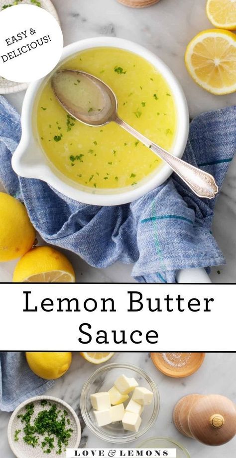 This rich, flavorful lemon butter sauce is delicious on pasta, roasted veggies, and more. Made with 5 ingredients, it comes together in minutes. Recipes With Vegan Butter, Lemons Recipes, Lemon Garlic Butter Sauce, Roasted Radishes, Dish Ideas, Lemon Butter Sauce, Vegetarian Breakfast Recipes, Family Restaurant, Homemade Seasonings