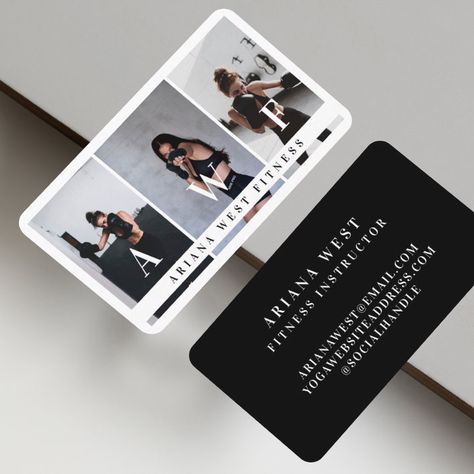 Collage Business, Personal Trainer Business Card, Personal Trainer Business, Fitness Business Card, Fitness Branding, Social Media Business Cards, Personal Fitness Trainer, Photo Business Cards, Photo Layout