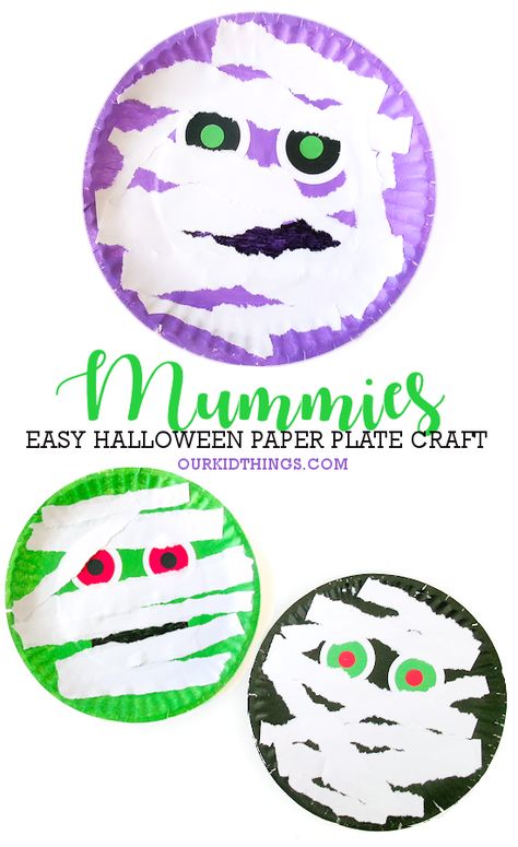 Paper Plate Mummy Craft - Our Kid Things Mummy Paper Plate Craft, Mummy Crafts Preschool, Paper Plates Crafts, Mummy Craft, Frankenstein Craft, Spooky Cats, Mummy Crafts, Craft Halloween, Paper Plate Crafts For Kids