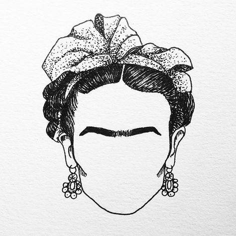 FRIDA #blackandwhite #darkartist #dotwork #blackwork #frida #fridakahlo #tattoo #tattoodesign #illustration #drawing #portrait #artist #fridakahlotattoo #myart #art #kingasart #iblackwork #lineart #simple #ink #pen Frida Kahlo Drawing, Drawing Face Shapes, Frida Kahlo Paintings, Anime Face Drawing, Kahlo Paintings, Drawing Portrait, Drawing Simple, Illustration Art Drawing, Sketch Inspiration