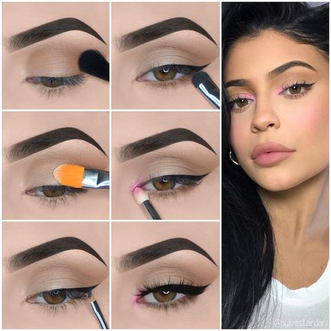 Kylie Jenner Eye Makeup, Eye Makeup Tips For Beginners, Maquillage Kylie Jenner, Kylie Jenner Makeup Tutorial, Kylie Makeup, Makeup Pictorial, Jenner Makeup, Makeup Tip, Beginners Eye Makeup