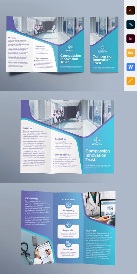 Clinic Brochure, Brochure Trifold, Medical Brochure, Poster Sport, Brochure Design Creative, Brochure Design Layout, Template Brochure, Trifold Brochure Design, Graphic Design Brochure