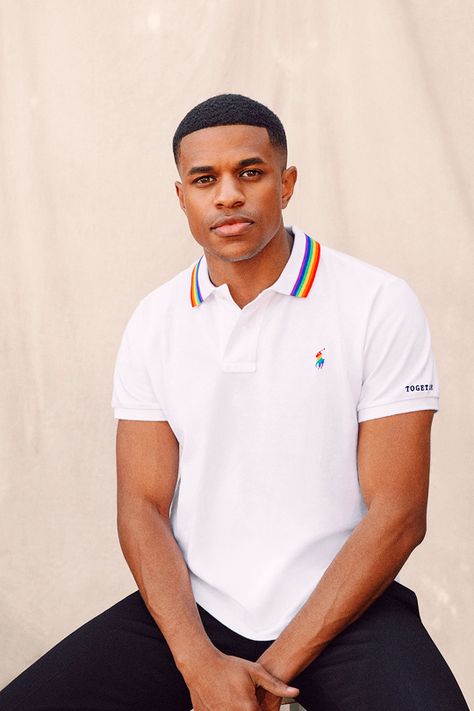 JEREMY POPE Ralph Lauren’s “We Stand Together” Pride Campaign - 2020 Jeremy Pope, Pride Campaign, Lee Jordan, Black Actors, Male Poses, Black Men Fashion, Celebrity Crush, Black Men, Men's Polo Shirt