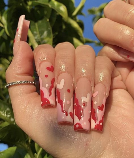 Retro Nails, Drip Nails, Classy Acrylic Nails, Soft Nails, Long Square Acrylic Nails, Bling Acrylic Nails, Nails Simple, Nagel Inspo, Square Acrylic Nails