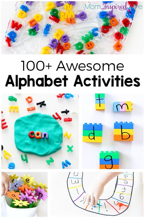 100+ awesome alphabet activities that your kids will love! Fun, hands-on and engaging ways to learn letters and letter sounds in… Alphabet Activities Kindergarten, Preschool Names, Learn Letters, Alphabet Kindergarten, Abc Activities, Alphabet Games, Name Activities, Alphabet Crafts, Alphabet Activities Preschool