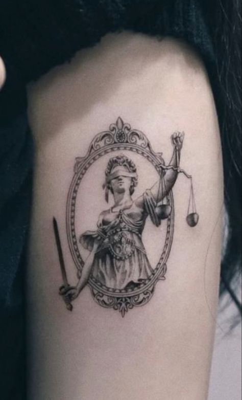 Angel Of Justice Tattoo, Angel Of Justice, Lady Justice Tattoo, Philosophy Tattoos, Law Tattoo, Baroque Tattoo, Blind Justice, Justice Tattoo, Tarot Tattoo