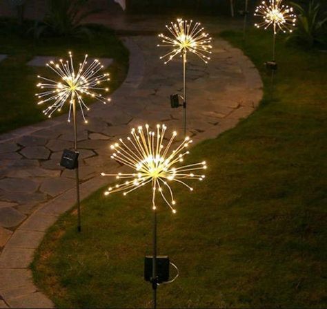 Outdoor Solar Fairy Patio Lights Solar Firework Garden LEDs | Etsy Starburst Light, Bright Lamp, Solar Landscape Lighting, Christmas Garden, Solar Garden, Patio Lighting, Solar Led, Garden Stakes, Outdoor Solar