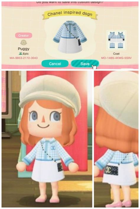 Animal Crossing Chanel Clothes, Animal Crossing Chanel, Animal Crossing Online, Animal Crossing Outfits, Cottagecore Animal Crossing, Animal Crossing Qr Codes, Animal Crossing 3ds, Animal Crossing Funny, Ac New Leaf