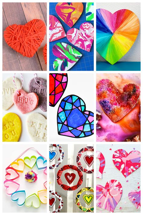 35 Easy Heart Art Projects For Kids | Kids Activities Blog Heart Art Projects For Kids, Valentine Craft Decorations, Heart Art Projects, Messy Crafts, Suncatcher Craft, Heart Projects, Art Projects For Kids, Patchwork Heart, Sewing Cards