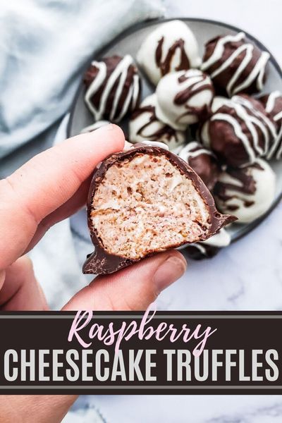 This Raspberry Cheesecake Truffles Recipe is super simple and great for baby showers, Valentine's Day, or as a gift for a friend or neighbor. The truffles are filled with fresh raspberries, whipped topping, cream cheese, graham crackers then covered in dark or white chocolate. This dessert is ready in about an hour, make ahead and freezer friendly! Raspberry Truffles Recipe, Valentines Day Desserts Easy, Cheesecake Truffles Recipe, Raspberry Truffles, Cheesecake Photos, Truffle Recipes, Cheesecake Truffles, Homemade Chocolate Truffles, White Chocolate Raspberry Cheesecake