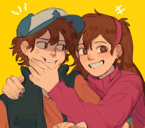 Gravity Falls Dipper, Gravity Falls Au, Dipper And Mabel, Gravity Falls Fan Art, Silly Kids, Mabel Pines, Dipper Pines, Gravity Falls Art, Ship Drawing