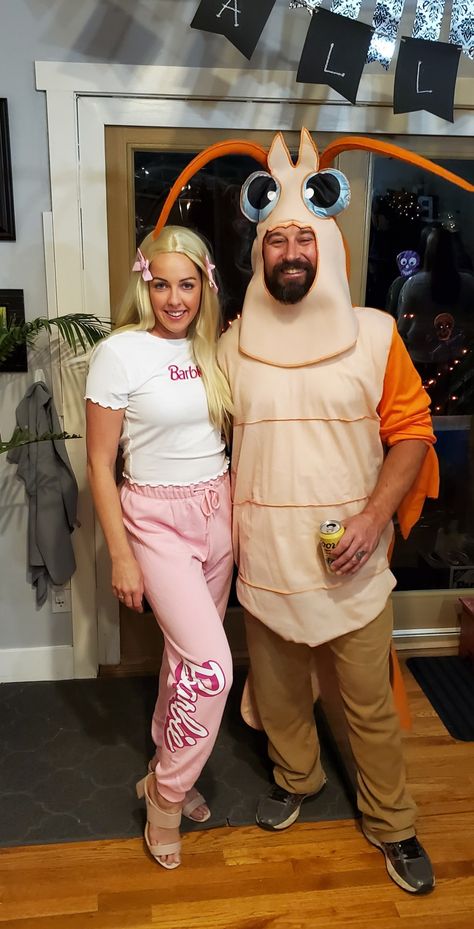 Ken And Barbie Costume Couple Diy, Shrimp On The Barbie Costume, Ken And Barbie Costume, Barbie Fits, Ken And Barbie, Halloween Couples Costume, Shrimp On The Barbie, Costume Couple, Halloween Couples