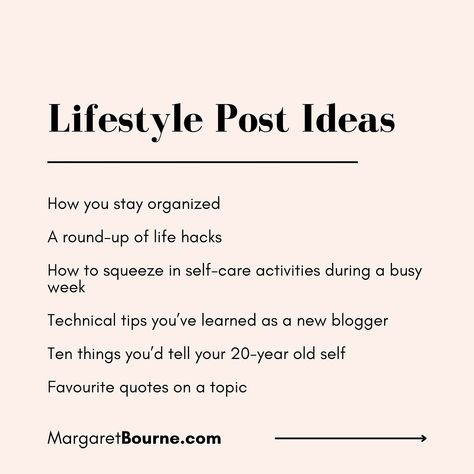 What to write, what to write… I’ve curated a list of lifestyle blog posts - general lifestyle topics and specific lifestyle sub-niche topics for you to consider for your blog. If you’re stuck, you may find something in this list. Content creation sometimes needs a little bit of inspiration. As a blogger, I sometimes get stuck and need fresh ideas. 👉 Want to see the complete list of ideas? Head to my link in my profile for the blog post link. Happy writing! #contentgeneration #cont... Lifestyle Topics, What To Write, Of Ideas, Content Creation, Self Discovery, My Profile, Lifestyle Blog, Blog Post, Blog Posts