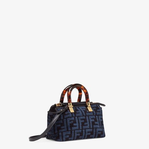 By The Way Mini Fendi By The Way Mini, Grey Tapestry, Fendi By The Way, Fendi Logo Design, Fendi Store, Blue Tapestry, Fendi Logo, Tapestry Fabric, Exclusive Gift