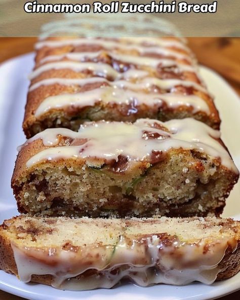 Cinnamon Roll Zucchini Bread, Cinnamon Zucchini Bread, Zucchini Dishes, Zucchini Breakfast, Zucchini Recipes Dessert, Cinnamon Bread Recipe, Teriyaki Recipe, Apple Fritter, Apple Recipes Easy