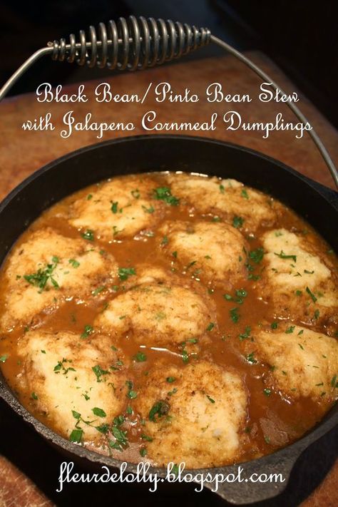 Pinto Bean Soup, Vegetarian Stew, Pinto Bean Recipes, Stew And Dumplings, Black Bean Soup Recipe, Pinto Bean, Cornmeal Dumplings, Comfort Food Southern, Bean Stew