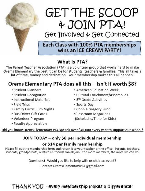 Home And School Fundraiser, Ptsa Membership Drive, Pta Ice Cream Membership Drive, Booster Club Membership Drive, Pta Membership Ideas Flyers, Pta Meeting Ideas, Pta Membership Drive Incentives, Pta Ideas For Kicking Off The Year, Elementary Fundraiser Ideas