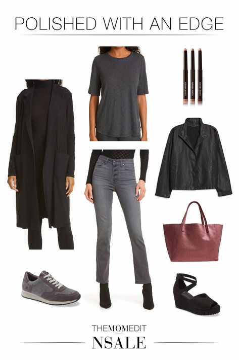 Plenty of people can rock head-to-toe Eileen Fisher in a chic, relaxed way. They are high-quality closet staples that are comfortable, versatile + timeless. | #TheMomEditStyle #NordstromAnniversarySale2021 #EileenFisher #EileenFisherOutfits #CuteFallOutfits #PolishedFallOutfits #Aquatalias #MotherDenim #OutfitsOver40 #OutfitsOver50 #SweaterOutfits Max Mara Jacket, Eileen Fisher Style, Wedges Outfit, Denim Earrings, Clogs Outfit, Edgy Earrings, Closet Staples, Comfy Chic, Cozy Cardigan