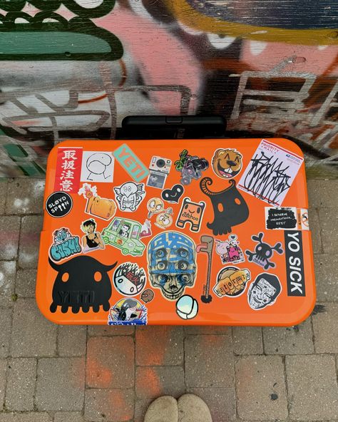 ~ getting ready for serious adventures ~ it all starts with stickers ~ of course! all my friends are coming with me 🌲🏝️☀️🏕️🚙 can’t get over the quality of my @yeti cooler, slicky orange surface & supercooling powers 🧊🖤 2 slap sessions gonna need to do another 🙂 #cooler #stickers #getteady #adventure #daretobedifferent #stickerbomb #everything #letsgo #yeti #catchoo #stickerfriends #stickers #stickerart #stickerlove #stickerlife #letssticktogether Cooler With Stickers, Cooler Stickers, Yeti Cooler, Sticker Bomb, Sticker Art, Get Over It, Getting Ready, Of Course, Canning