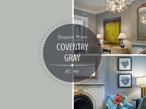 It's no secret that grey is one of my favourite go to paint colours.  It's neutral enough to work with most colour schemes, versatile enough for traditional, contemporary and modern spaces, and is ... Coventry Gray Benjamin Moore, Benjamin Moore Coventry Gray, Perfect Grey Paint Color, Paint Reference, Benjamin Moore Kitchen, Heights House, Coventry Gray, Interior Paint Colors Schemes, Small Family Room