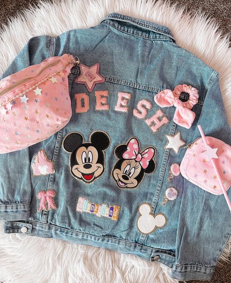 The sweetest jacket for such a fun instagrammer that we love to collab with @deeshiland 🤍🤍🤍 Disney In February, Customised Jacket, Outfit Disney, Sewing And Embroidery, Disneyland Outfits, Lady A, Stoney Clover, Disneyland Trip, Custom Theme