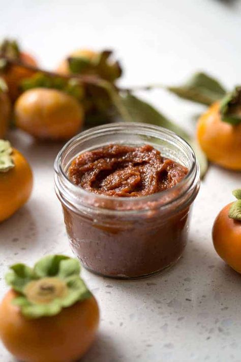 Spiced Persimmon Butter Persimmon Butter Recipe, Persimmon Butter, Winter Flavors, Persimmon Recipes, Canned Blueberries, Scones Ingredients, Autoimmune Paleo, Shellfish Recipes, Kitchen Fun