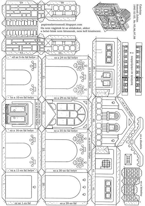 Cardboard House Template Free Printable, 3d Paper Houses, Paper House Template, Gingerbread House Patterns, House Template, Pottery Houses, Doll House Plans, Paper Doll House, Dollhouse Miniatures Diy