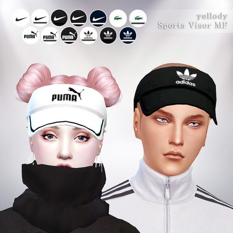 yellody2-sims4: “ sports visor MFyellody’s CC Download! • sports visor. • Unisex Adult. • The Mesh is by @ohmycc and you need to download it [here]. Download (blog) @sims4-marigold @younzoey-sims ” Ts4 Accessories, Sims Accessories, Male Sims, Sims 4 Cc Eyes, Sims 4 Black Hair, Cc Sims4, The Sims 4 Skin, Sims 4 Family, Sims Clothes