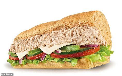 Subway is SUED after tuna salad is 'revealed to be anything but tuna' and 'isn't even FISH' | Daily Mail Online Spicy Tuna Recipe, Subway Tuna, Sandwich Tuna, Tuna Fish Sandwich, Subway Sandwich, Light Dinner Recipes, Fast Food Items, Tuna Sandwich, Fish Sandwich