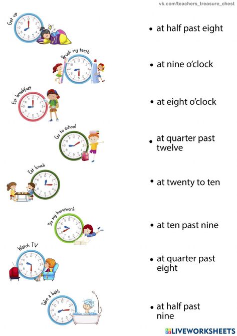 What time do they do this? worksheet Slang English, English For Beginners, Time Worksheets, English Worksheets For Kids, Daily Activity, English Language Teaching, English Lessons For Kids, English As A Second Language (esl), English Worksheets