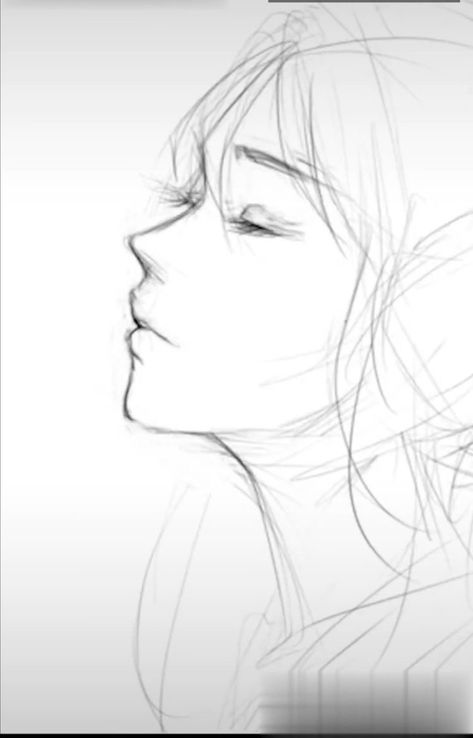 Female Side Profile Drawing Reference Face, Women’s Side Profile Drawing, Side Profile Drawing Woman Face Anime, Face Side View Drawing Tutorials, Side Profile Drawing Reference Hair, Side Profile Drawing Tutorial Anime, Side View Female Drawing, Drawing Faces Side View, Side Faces Sketch