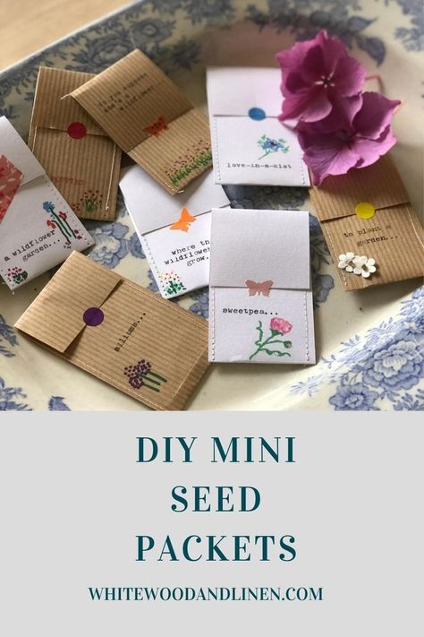 Seed Packets For Wedding Favors, Seeds As Gifts, Diy Paper Seed Envelopes, Thank You Seed Packets, Flower Seed Gift Ideas, Seed Gifts Favors, Diy Flower Seed Packets, Diy Seed Packets Template, Wild Flower Seed Paper