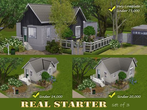 This set is what Rags To Riches is all about. The first Real Starter is for a single Sim income and under 14,000 Simoleons. The Real Starter For Two is under 20,000 Simoleons and in the final lot... Sims 4 Rags To Riches House, Sims 4 Rags To Riches, Starter House, Rags To Riches, Sims House Design, Sims House, Cc Finds, The Sims Resource, Sims Resource