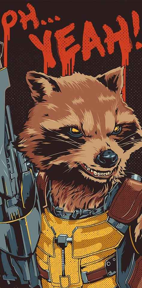 Rocket Raccoon Wallpapers Iphone, Rocket Raccoon Art, Racoon Tattoo, Groot Tattoo, Galaxia Wallpaper, Marvel Comics Artwork, Raccoon Art, Dhoni Wallpapers, Iphone Wallpaper Landscape