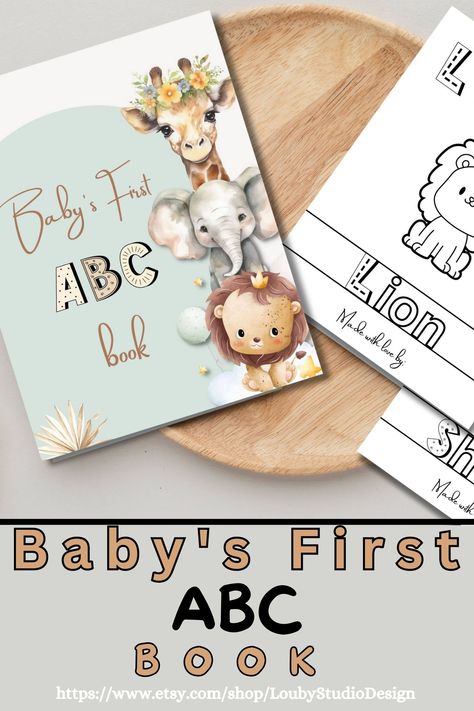 Abc Book Baby Shower Activity, Baby Abc Book, Baby Alphabet Book, Lion Baby Shower, Baby Books Diy, Wedding Coloring Pages, Storybook Baby Shower, Lion Baby, Baby Shower Activity