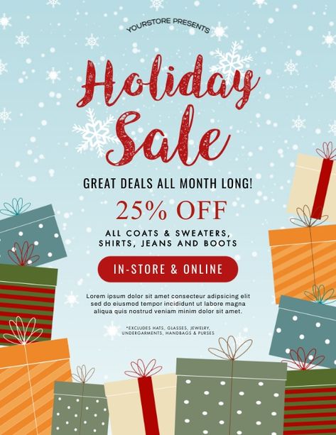 Sale Marketing, Sale Advertisement, Christmas Sales, Business Poster, Marketing Poster, Holiday Promotions, Holiday Offer, Cute Presents, Marketing Flyers