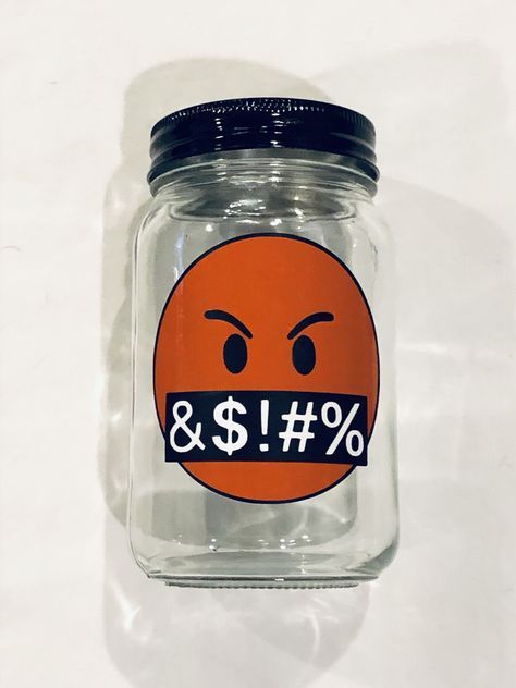 Piggy Bank Sayings Funny, Swear Jar Ideas Diy, Swear Jar Ideas, Mason Jar Piggy Bank, Jar Games, Swear Jar, Custom Mason Jars, Savings Jar, Saving Strategies