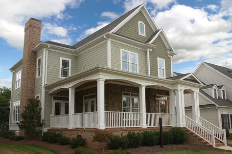 HardiePlank siding in Monterey Taupe on this home's exterior. James Hardie Mountain Sage, Hardie Mountain Sage, Exterior Rock Siding, Brown Shingles, Hardy Plank, John Garrett, Siding House, Hardy Plank Siding, Exterior House Siding