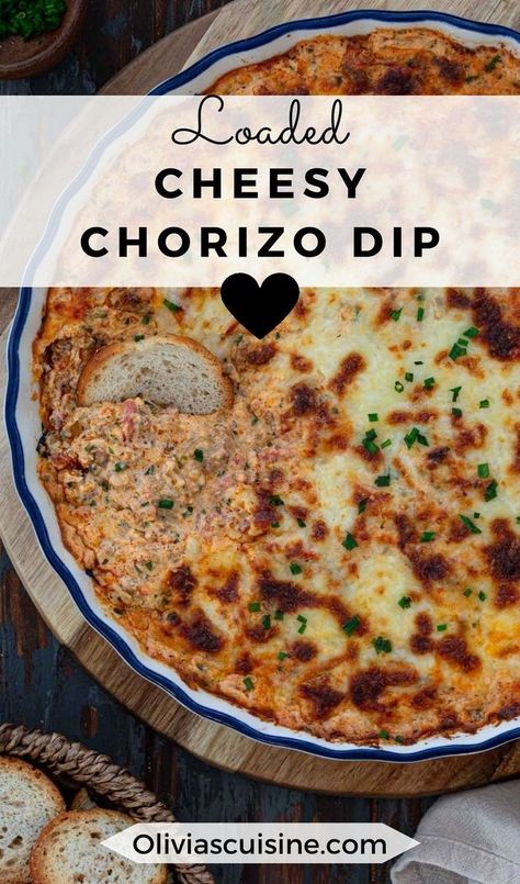 Looking for more holiday appetizer ideas? This easy cheese dip is just what you need! This Cheesy Chorizo Dip is a must-make for every party! Hot, creamy and loaded with cheese, chorizo and bacon. Your guests will be begging for more! Dip With Chorizo, Chorizo Dip, Queso Cheese Dip, Chorizo Recipes, Queso Cheese, Keto Dinners, Hot Italian Sausage, Queso Dip, Carb Snacks