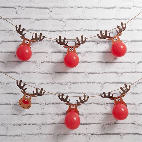 Christmas Reindeer Balloon Advent Calendar Christmas Cubicle Decorations, Balloon Tree, Bubblegum Balloons, Mini Balloons, Christmas Balloons, Christmas Material, Office Christmas Decorations, Navidad Diy, Office Christmas