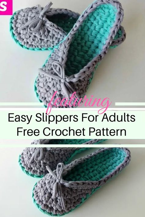 Super-Easy Crochet Slippers For Adults - Free Crochet Patterns Crochet Slippers Adult Free Pattern, Crocheted Slippers, Easy Crochet Slippers, Crochet Slippers Free Pattern, Popular Crochet, Crochet Slipper Pattern, Beginner Crochet Projects, Crochet Socks, Haken Baby