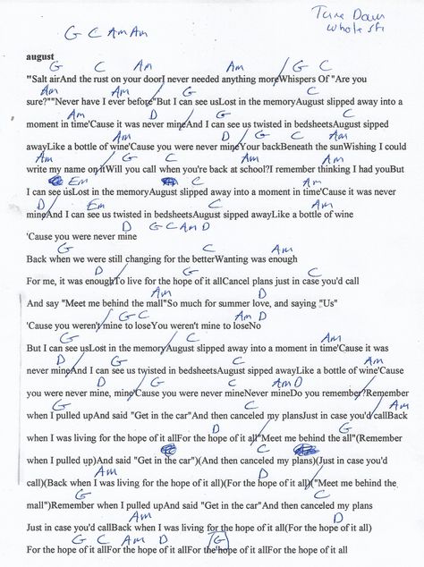 august (Taylor Swift) Guitar Chord Chart in G - Tune down whole step August Guitar Chords, Taylor Swift Songs Piano Chords, Enchanted Taylor Swift Guitar Chords, Taylor Swift Songs On Guitar, Taylor Swift Ukulele Chords, Taylor Swift Guitar Chords, Taylor Swift Ukulele, Guitar Taylor Swift, Betty Taylor Swift