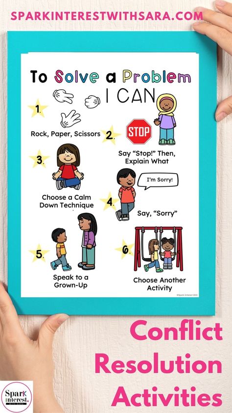 5 Effective Conflict Resolution Activities That Absolutely Work Resolving Conflict Activities For Kids, Conflict Corner, Conflict Resolution Scenarios, Conflict Resolution For Kids, School Social Work Activities, Social Emotional Development Activities, Emotional Development Activities, Counseling Interventions, Set Classroom