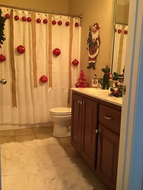 50+ Cozy and Creative Small Apartment Christmas Decor Ideas | HubPages Christmas Theme Bathroom Decor, Small Bathroom Christmas Decor Ideas, Restroom Christmas Decor, Diy Christmas Bathroom Decor, Small Bathroom Christmas Decor, Christmas Restroom Decor, Christmas Decor Ideas For Bathroom, Christmas Bathroom Decor Small Spaces, Christmas Decor For Bathroom